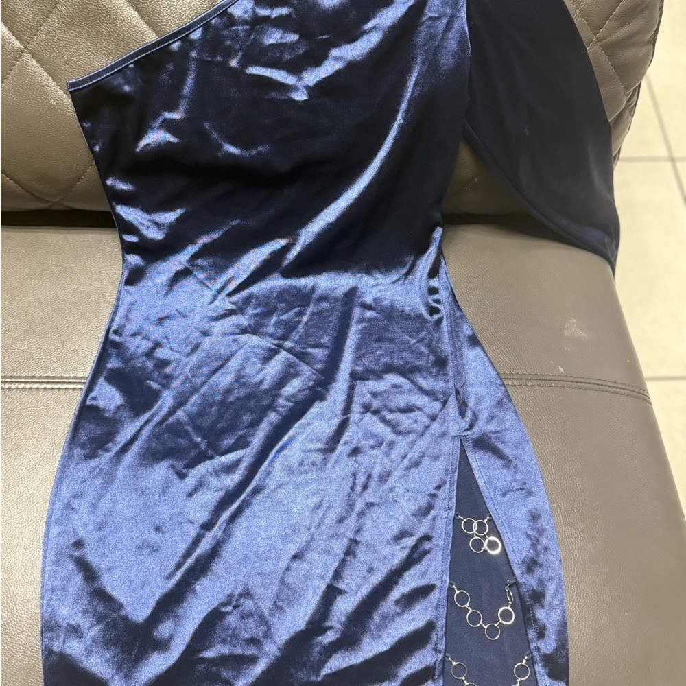 SHEIN One-Shoulder Navy Dress